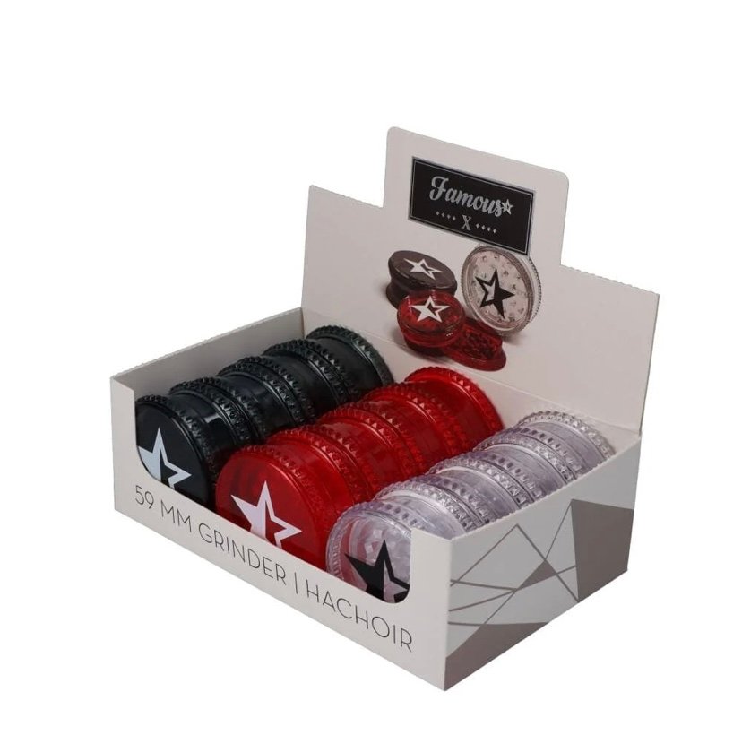 Vape Hub Famous X 59mm Acrylic Grinders – Tray of 12